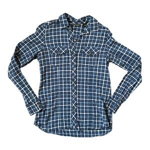 Eddie Bauer XS Womens Blue Plaid 100% Cotton Button Up Long Sleeve Flannel Shirt
